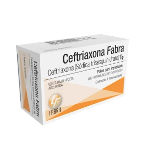 Ceftriaxona inyectable - Polvo estéril para Inyección 1 g - Frasco Ampolla x 1 Estuche x 1 un