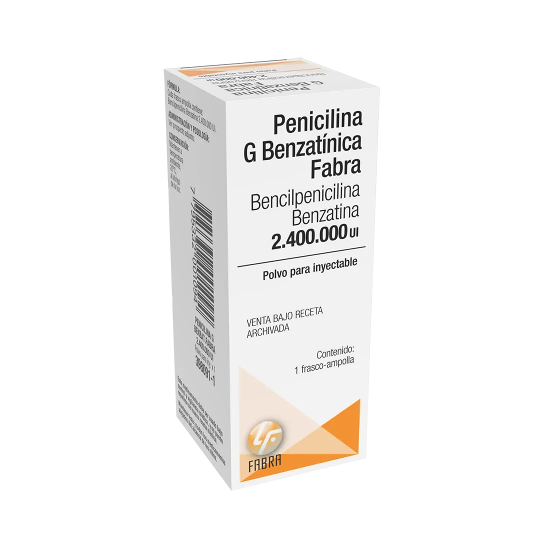 Penicilina G Benzatinica inyectable - Polvo estéril para Inyección 1,2 MU - Frasco Ampolla x 1 Estuche x 2 un