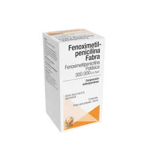 Fenoximetil Penicilina Polvo para Suspensión Oral 0,3 MU / 5ml - Frasco x 100 ml Estuche x 1 un