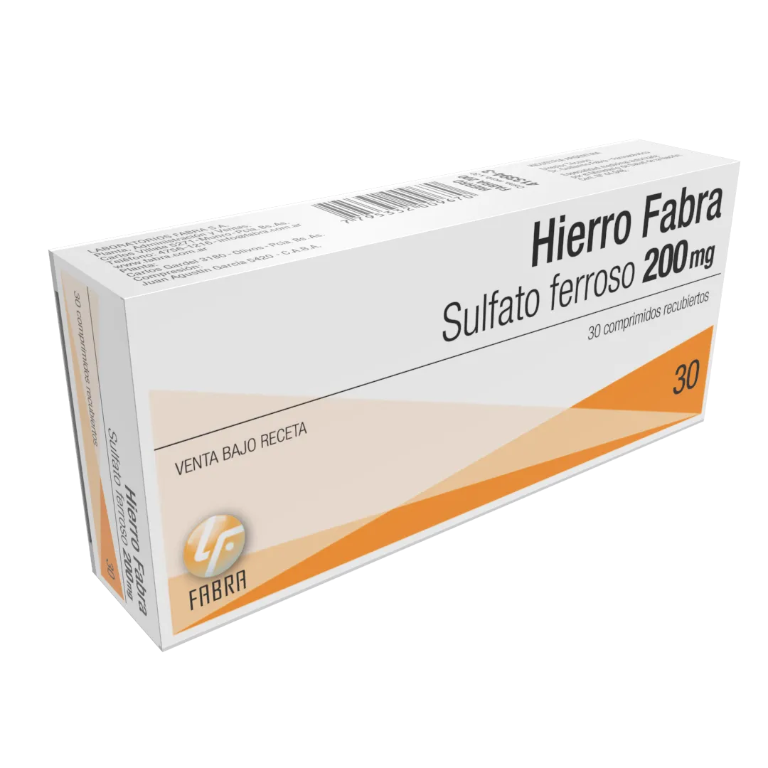 Hierro Comprimidos 200 mg - Blister x 10 un Estuche x 30 un